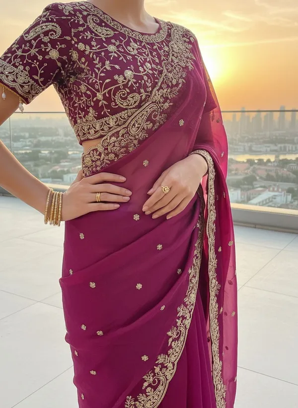 Purple_Satin_Organza_Embroidered_Sequin_Work_Saree_For_Women_|_With_Blouse_Piece