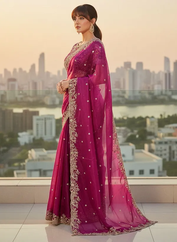 Purple_Satin_Organza_Embroidered_Sequin_Work_Saree_For_Women_|_With_Blouse_Piece