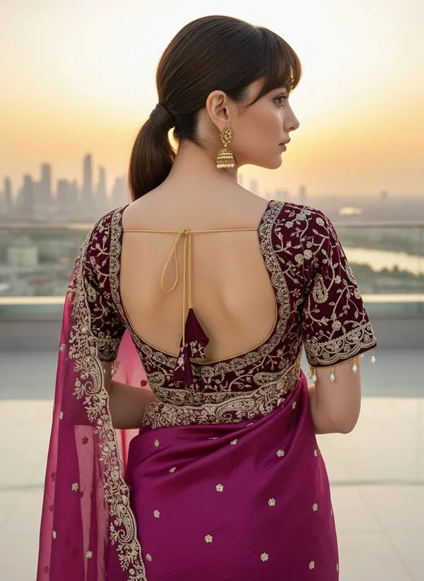 Purple_Satin_Organza_Embroidered_Sequin_Work_Saree_For_Women_|_With_Blouse_Piece
