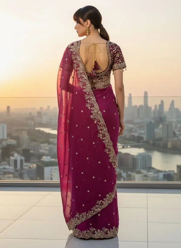 Purple_Satin_Organza_Embroidered_Sequin_Work_Saree_For_Women_|_With_Blouse_Piece