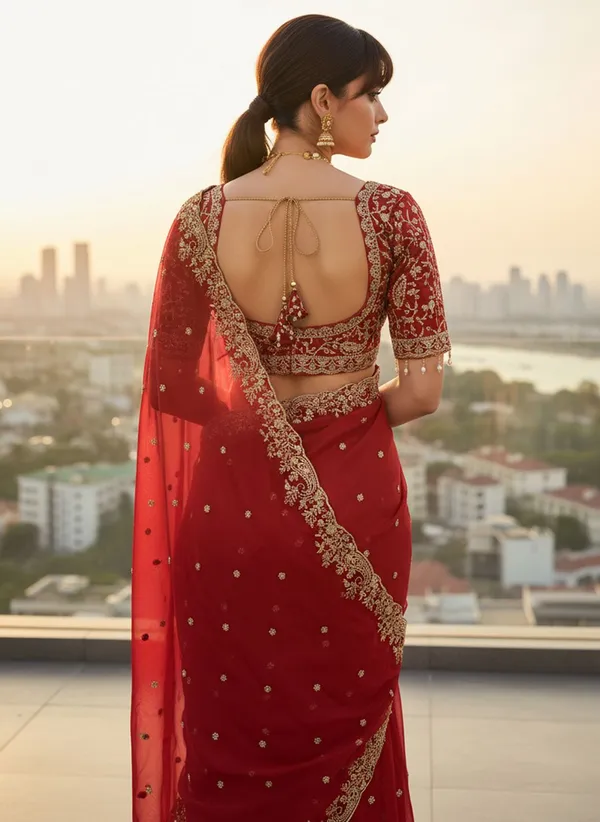 Maroon_Satin_Organza_Zari_Sequin_Embroidered_Saree_For_Women_|_With_Blouse_Piece