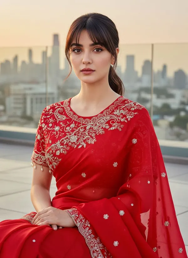 Red_Satin_Organza_Embroidered_Bollywood_Saree_For_Women_|_With_Blouse_Piece