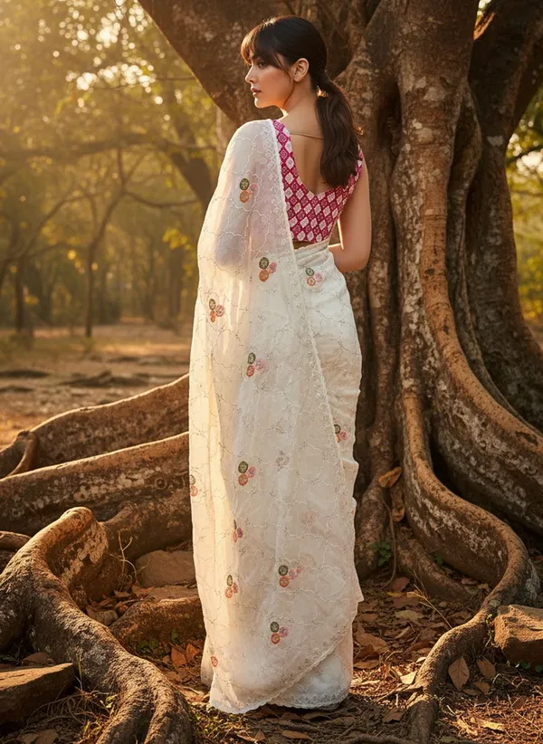 Sariya_White_Georgette_Embroidered_Sequin_Work_Saree_For_Women_|_With_Blouse_Piece