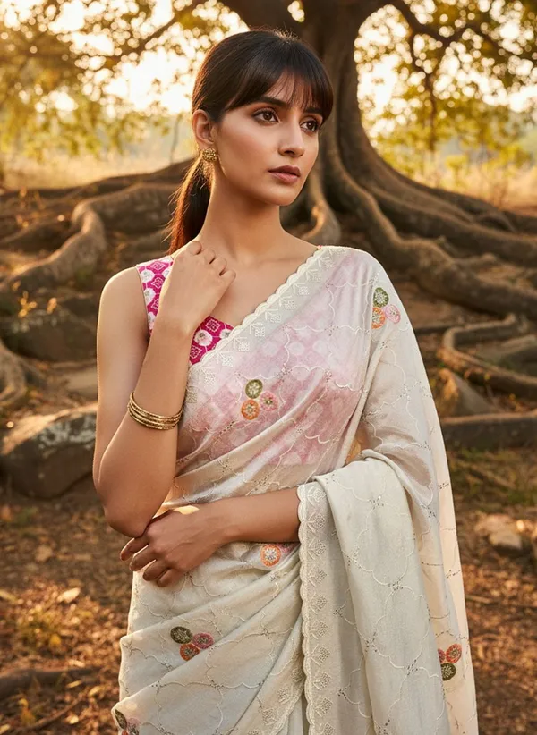 Sariya_White_Georgette_Embroidered_Sequin_Work_Saree_For_Women_|_With_Blouse_Piece