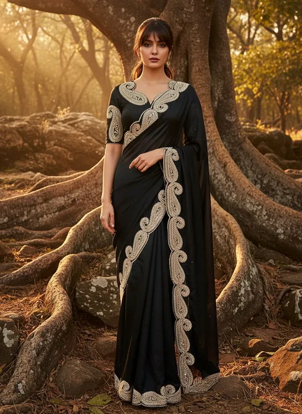 Black_Georgette_Silk_Blend_Zari_Sequin_Embroidered_Bollywood_Saree_For_Women_|_With_Blouse_Piece