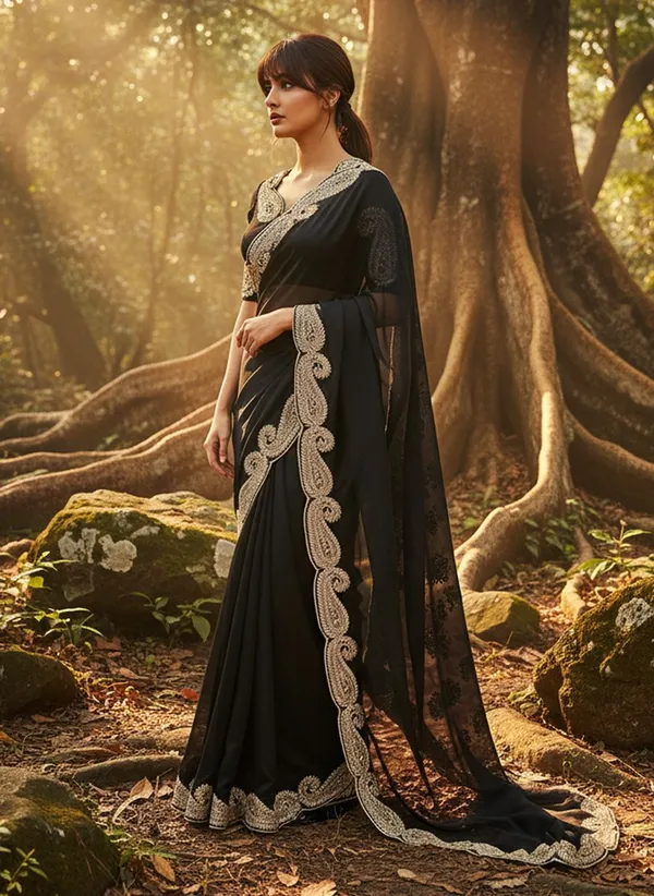 Black_Georgette_Silk_Blend_Zari_Sequin_Embroidered_Bollywood_Saree_For_Women_|_With_Blouse_Piece