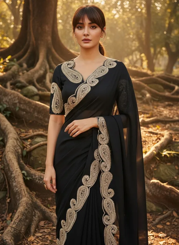 Black_Georgette_Silk_Blend_Zari_Sequin_Embroidered_Bollywood_Saree_For_Women_|_With_Blouse_Piece