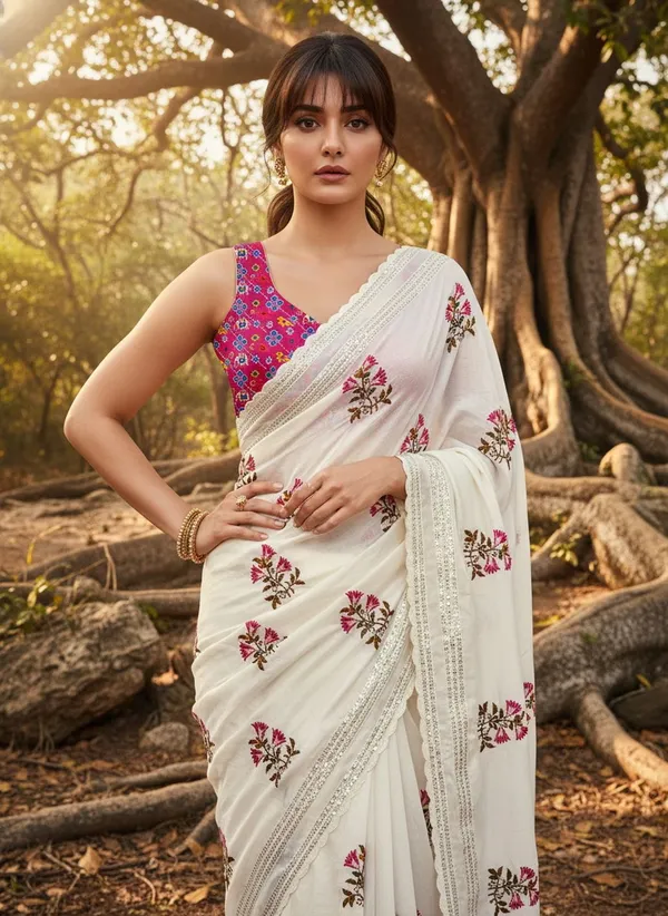 White_Georgette_Printed_Bollywood_Saree_For_Women_|_With_Blouse_Piece