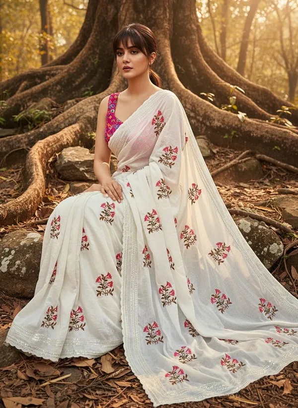 White_Georgette_Printed_Bollywood_Saree_For_Women_|_With_Blouse_Piece
