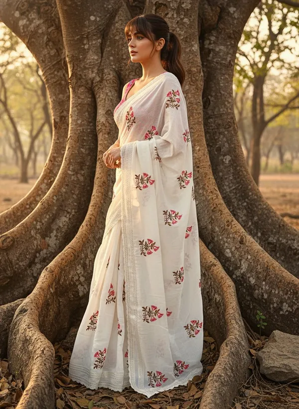 White_Georgette_Printed_Bollywood_Saree_For_Women_|_With_Blouse_Piece