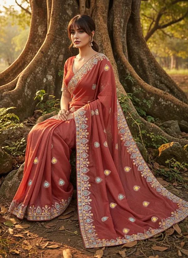 Rust_Georgette_Embroidered_Bollywood_Saree_For_Women_|_With_Blouse_Piece