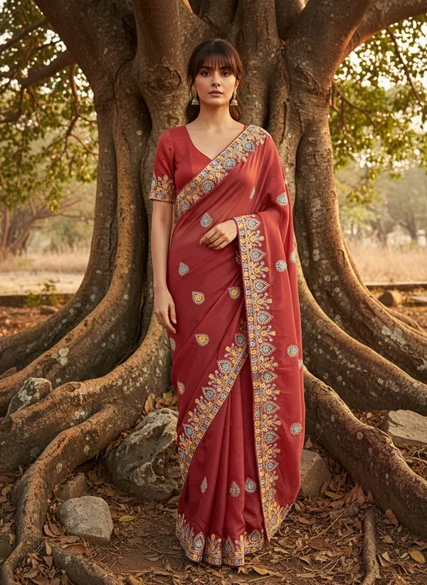 Rust_Georgette_Embroidered_Bollywood_Saree_For_Women_|_With_Blouse_Piece