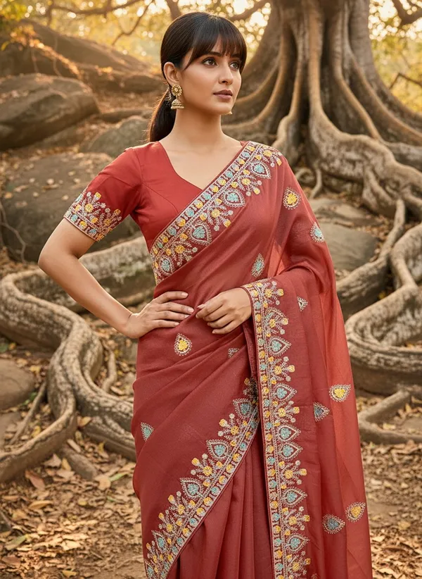 Rust_Georgette_Embroidered_Bollywood_Saree_For_Women_|_With_Blouse_Piece