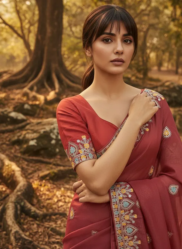 Rust_Georgette_Embroidered_Bollywood_Saree_For_Women_|_With_Blouse_Piece