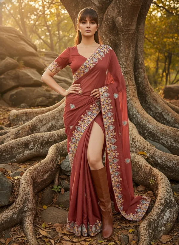 Rust_Georgette_Embroidered_Bollywood_Saree_For_Women_|_With_Blouse_Piece