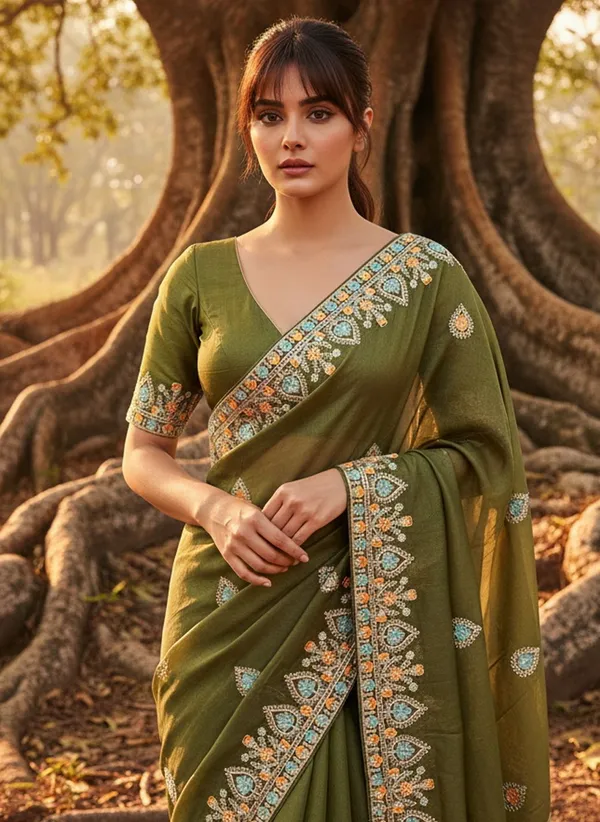 Green_Georgette_Embroidered_Bollywood_Saree_For_Women_|_With_Blouse_Piece