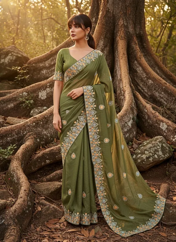 Green_Georgette_Embroidered_Bollywood_Saree_For_Women_|_With_Blouse_Piece