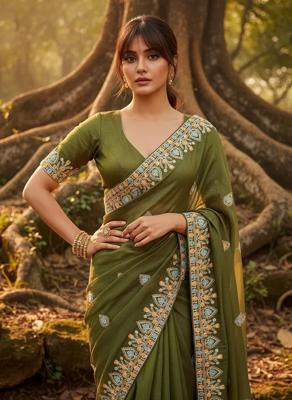 Green_Georgette_Embroidered_Bollywood_Saree_For_Women_|_With_Blouse_Piece
