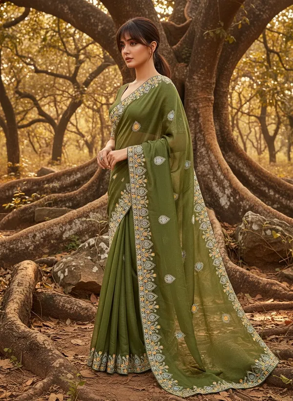 Green_Georgette_Embroidered_Bollywood_Saree_For_Women_|_With_Blouse_Piece