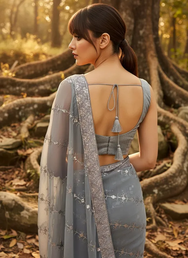 Grey_Georgette_Sequin_Embroidered_Saree_For_Women_|_With_Blouse_Piece