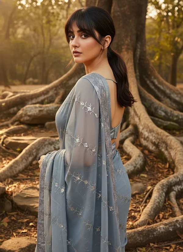 Grey_Georgette_Sequin_Embroidered_Saree_For_Women_|_With_Blouse_Piece