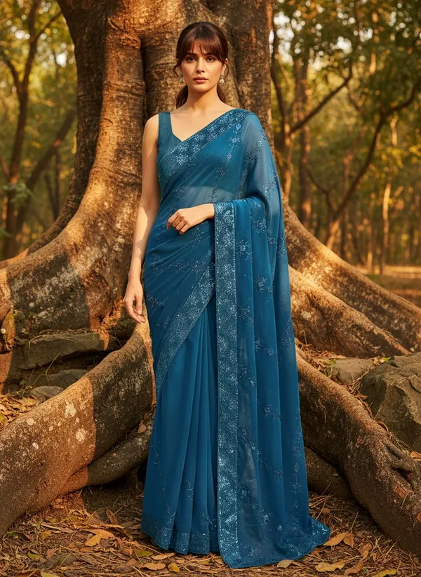 Teal_Georgette_Sequin_Embroidered_Embellished_Bollywood_Saree_For_Women_|_With_Blouse_Piece
