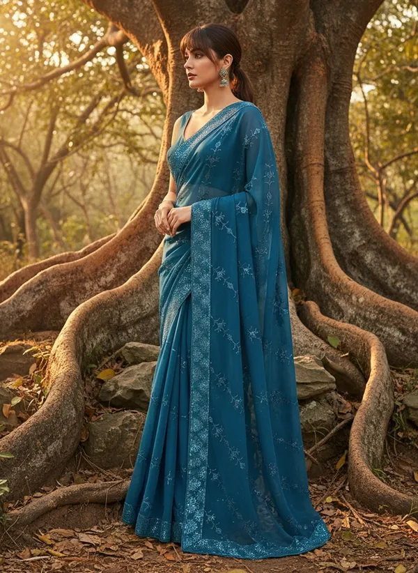 Teal_Georgette_Sequin_Embroidered_Embellished_Bollywood_Saree_For_Women_|_With_Blouse_Piece