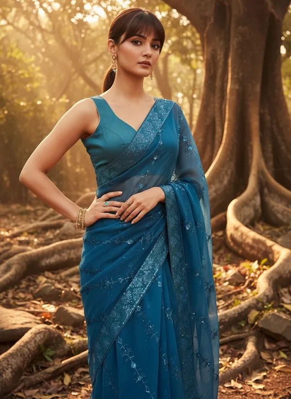 Teal_Georgette_Sequin_Embroidered_Embellished_Bollywood_Saree_For_Women_|_With_Blouse_Piece