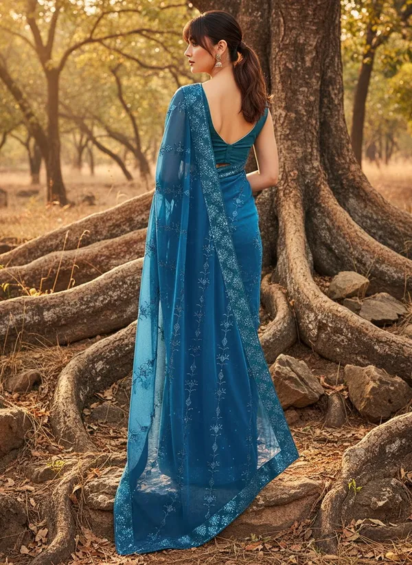 Teal_Georgette_Sequin_Embroidered_Embellished_Bollywood_Saree_For_Women_|_With_Blouse_Piece