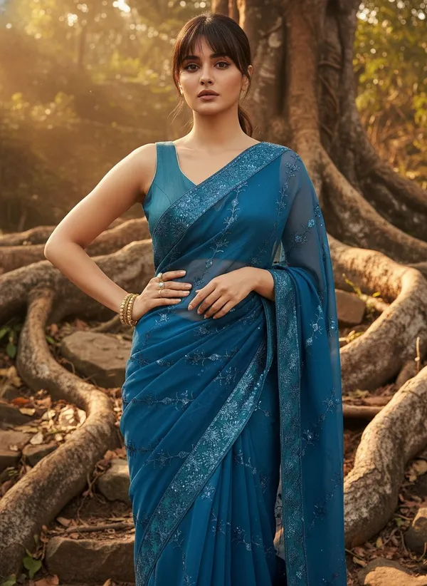 Teal_Georgette_Sequin_Embroidered_Embellished_Bollywood_Saree_For_Women_|_With_Blouse_Piece