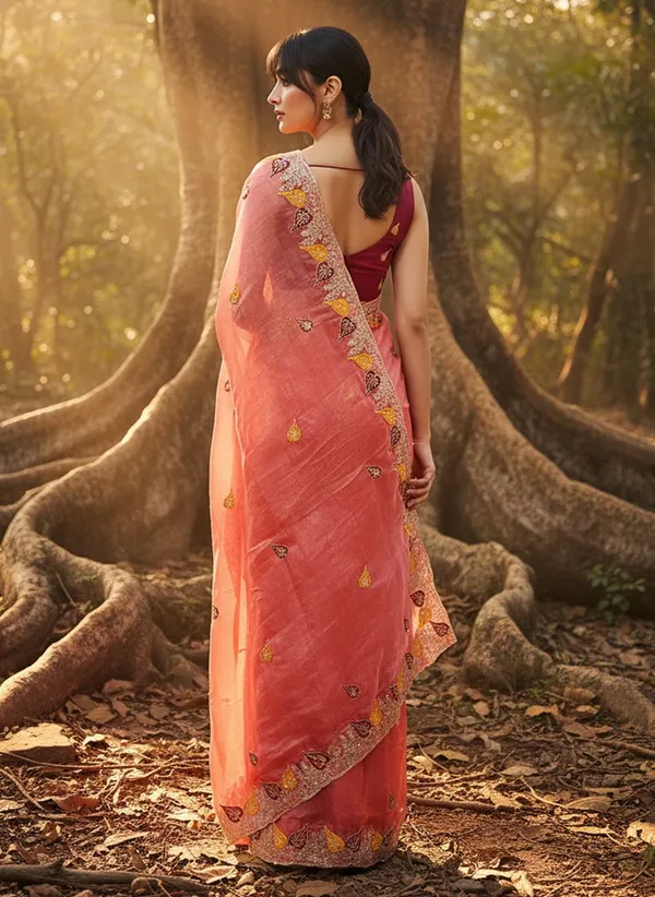 Peach_Satin_Floral_Print_Bollywood_Saree_For_Women_|_With_Blouse_Piece