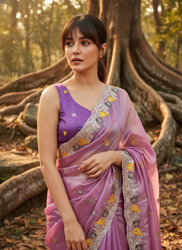 Purple_Satin_Floral_Print_Embellished_Tissue_Saree_For_Women_|_With_Blouse_Piece
