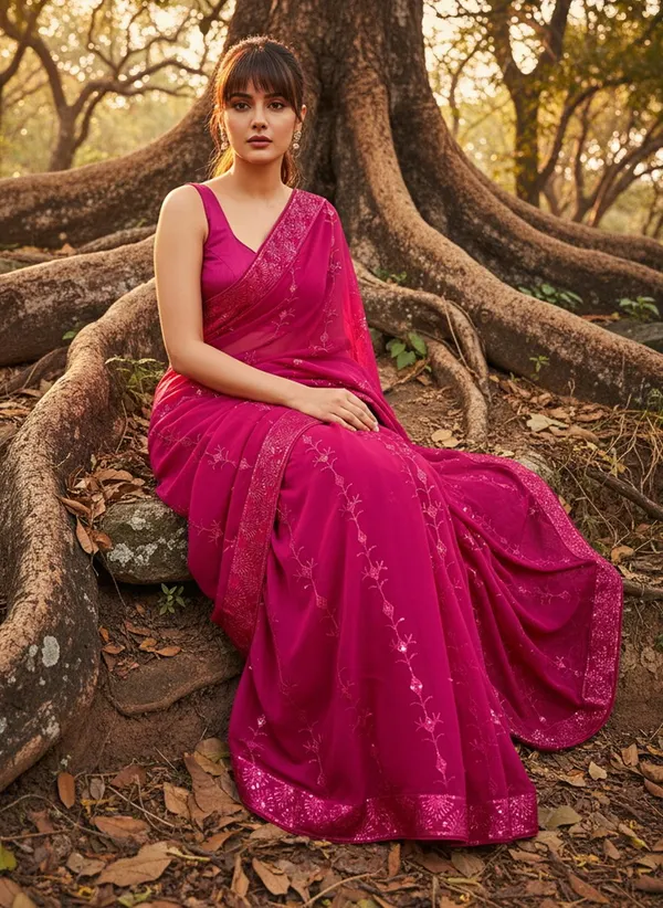 Magenta_Georgette_Embroidered_Embellished_Bollywood_Saree_For_Women_|_With_Blouse_Piece