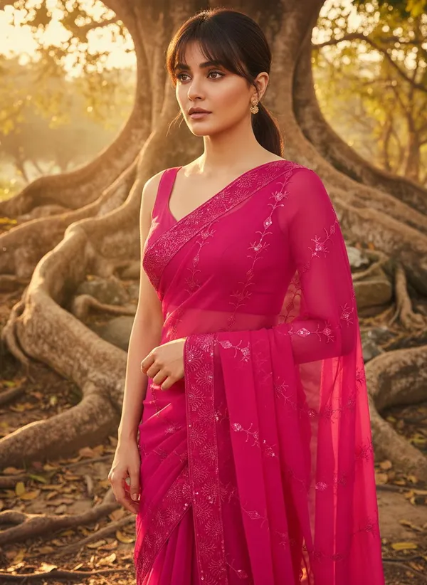Magenta_Georgette_Embroidered_Embellished_Bollywood_Saree_For_Women_|_With_Blouse_Piece
