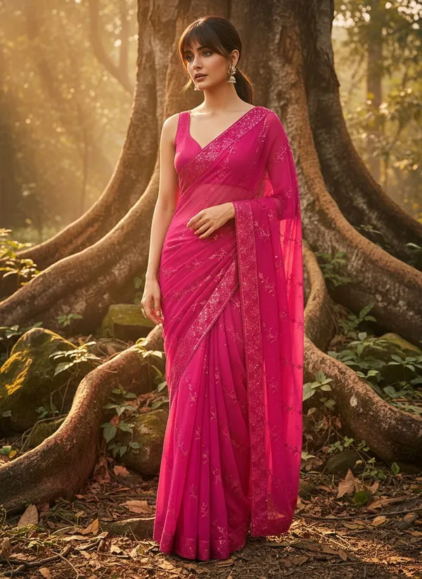 Magenta_Georgette_Embroidered_Embellished_Bollywood_Saree_For_Women_|_With_Blouse_Piece
