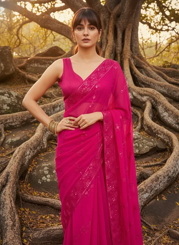 Magenta_Georgette_Embroidered_Embellished_Bollywood_Saree_For_Women_|_With_Blouse_Piece