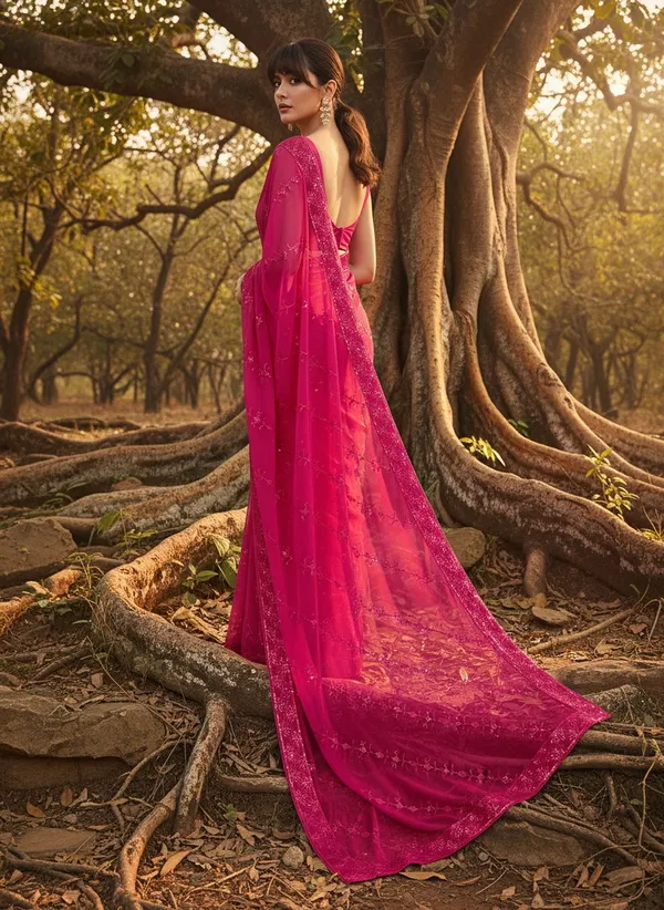 Magenta_Georgette_Embroidered_Embellished_Bollywood_Saree_For_Women_|_With_Blouse_Piece