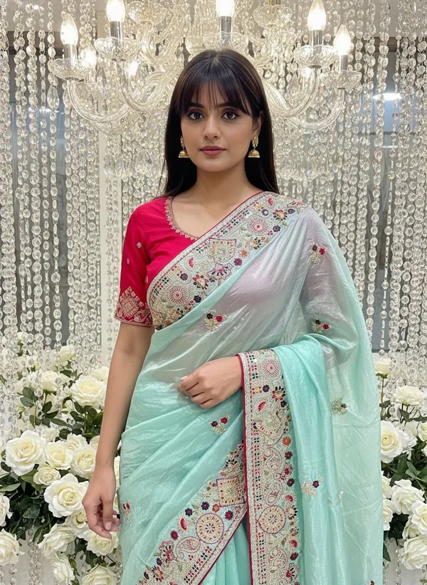 Light_Green_Organza_Embroidered_Embellished_Bollywood_Saree_For_Women_|_With_Blouse_Piece