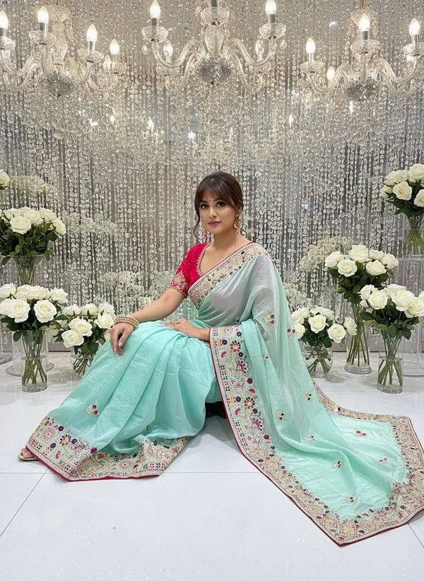 Light_Green_Organza_Embroidered_Embellished_Bollywood_Saree_For_Women_|_With_Blouse_Piece