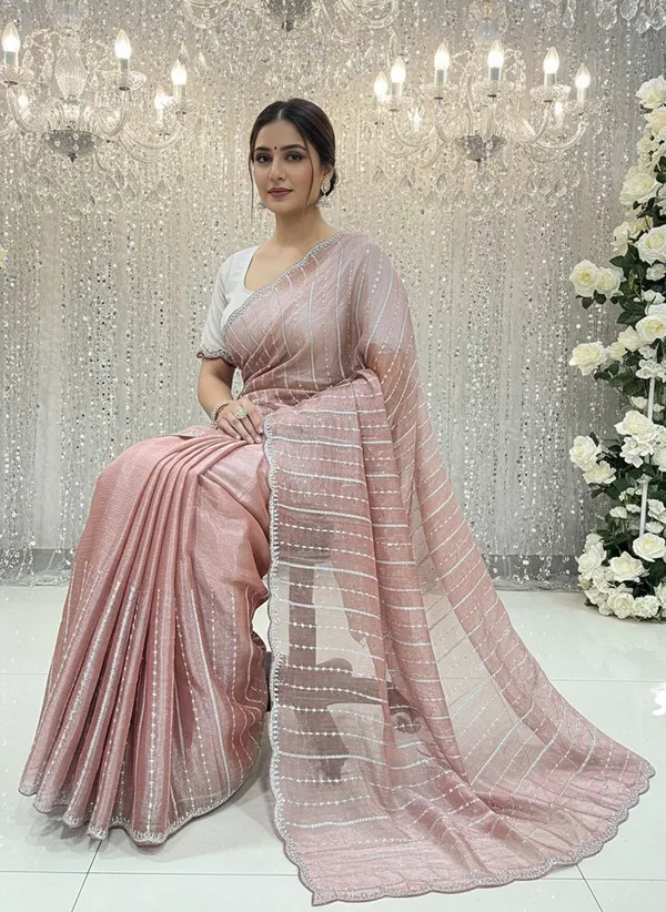 Pink_Organza_Chiffon_Silver_Zari_Sequin_Scalloped_Pallu_Saree_For_Women_|_With_Blouse_Piece