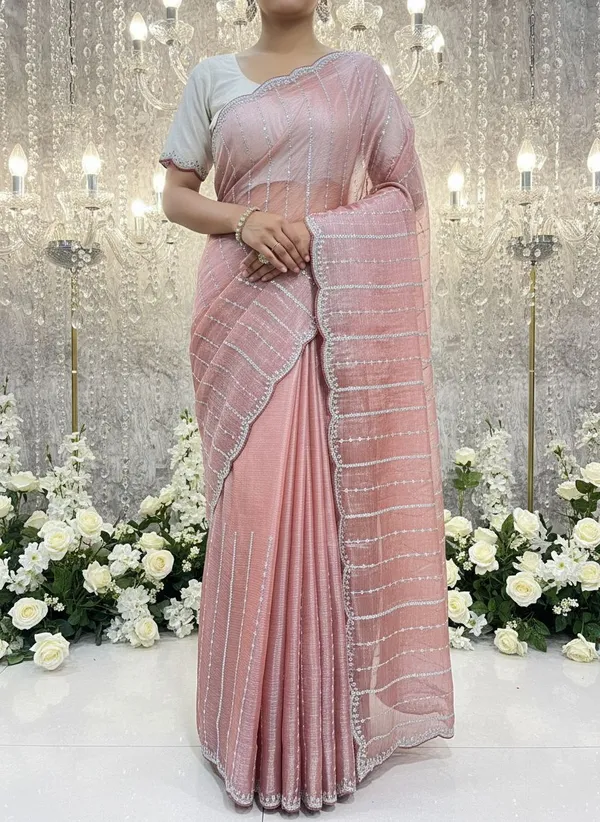 Pink_Organza_Chiffon_Silver_Zari_Sequin_Scalloped_Pallu_Saree_For_Women_|_With_Blouse_Piece