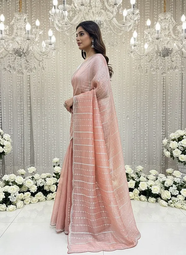 Pink_Organza_Chiffon_Silver_Zari_Sequin_Scalloped_Pallu_Saree_For_Women_|_With_Blouse_Piece