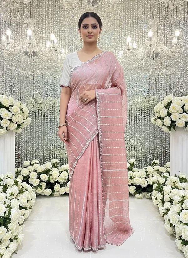 Pink_Organza_Chiffon_Silver_Zari_Sequin_Scalloped_Pallu_Saree_For_Women_|_With_Blouse_Piece