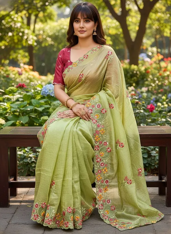 Sariya_Light_Green_Organza_Embroidered_Sequin_Saree_For_Women_|_With_Blouse_Piece