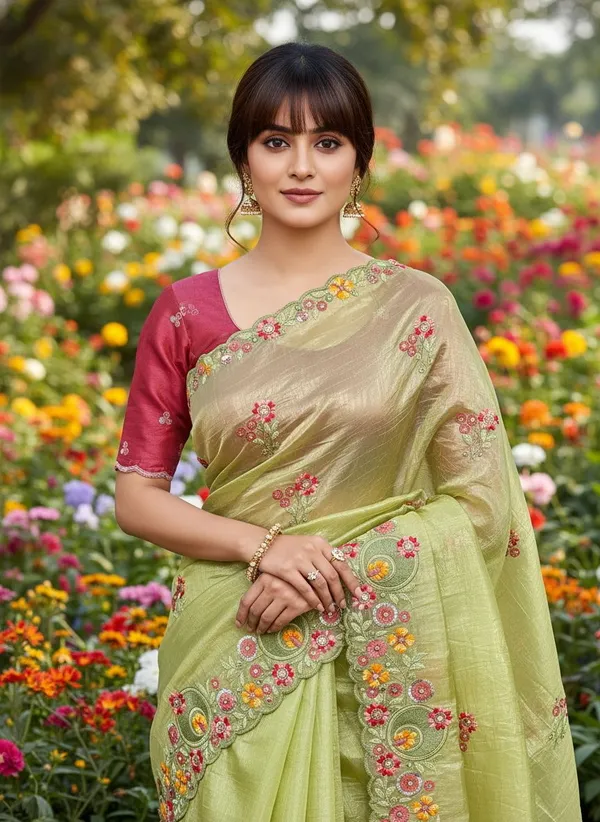 Sariya_Light_Green_Organza_Embroidered_Sequin_Saree_For_Women_|_With_Blouse_Piece