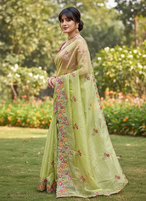 Sariya_Light_Green_Organza_Embroidered_Sequin_Saree_For_Women_|_With_Blouse_Piece