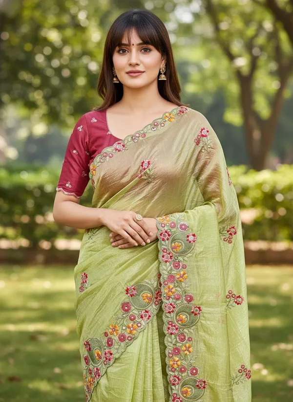 Sariya_Light_Green_Organza_Embroidered_Sequin_Saree_For_Women_|_With_Blouse_Piece