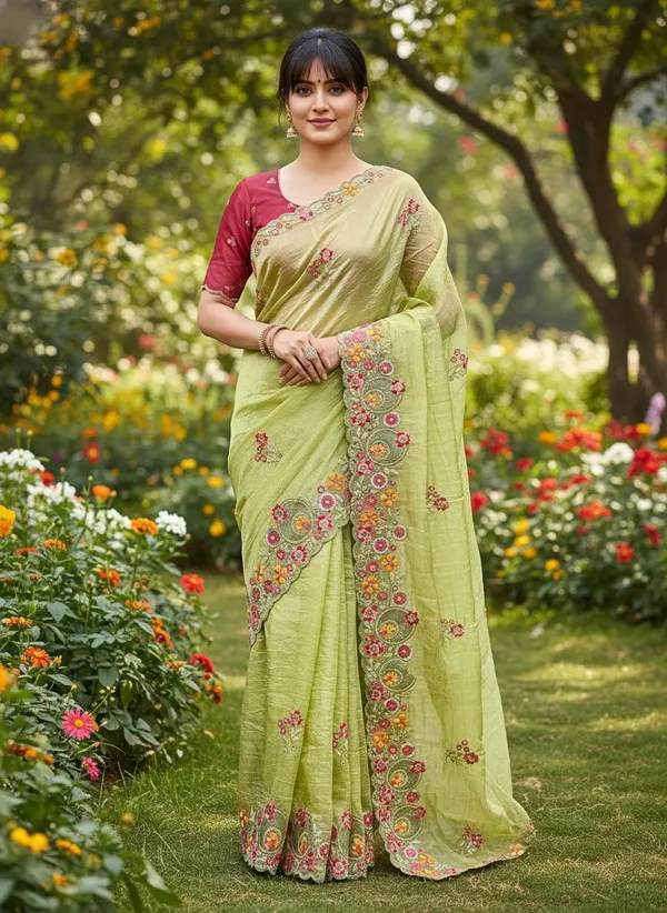 Sariya_Light_Green_Organza_Embroidered_Sequin_Saree_For_Women_|_With_Blouse_Piece