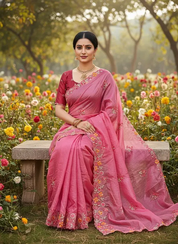 Pink_Organza_Floral_Embroidered_Embellished_Saree_For_Women_|_With_Blouse_Piece