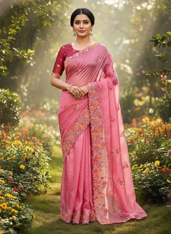 Pink_Organza_Floral_Embroidered_Embellished_Saree_For_Women_|_With_Blouse_Piece